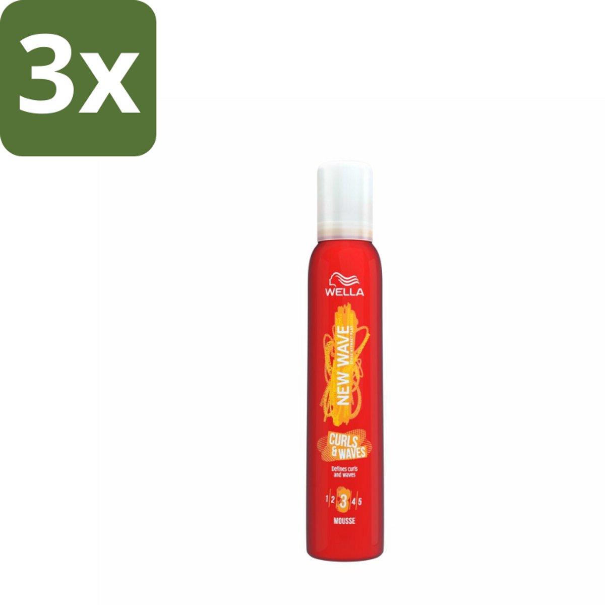 3 x Wella – New Wave Curls & Waves – Haarmousse – 200 ml - Kruldefiniërende Haarmousse - Golvend Haar - Krulhaar - Anti-frizz - Haarmousse Voor Krullen