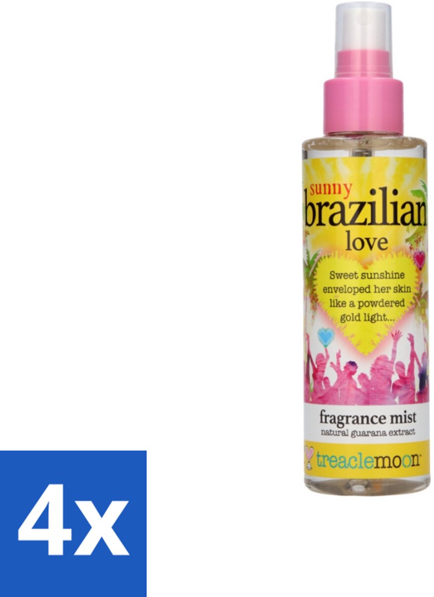4 x Treaclemoon – Body Mist – Brazilian Love – 150 ml - Lichaamsspray - Verfrissend - Hydraterend - Guarana - Zomerse Geur