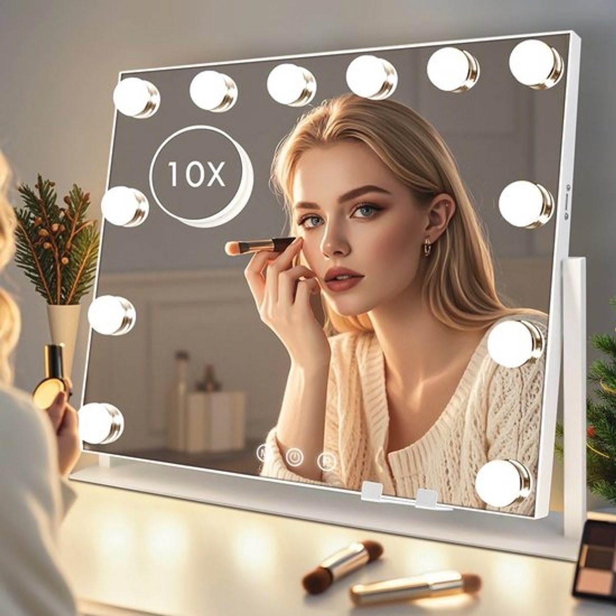 Luxe HD Make-upspiegel met Verlichting en 3 Kleurmodi - 360 Draaibaar en Aanraaksensor