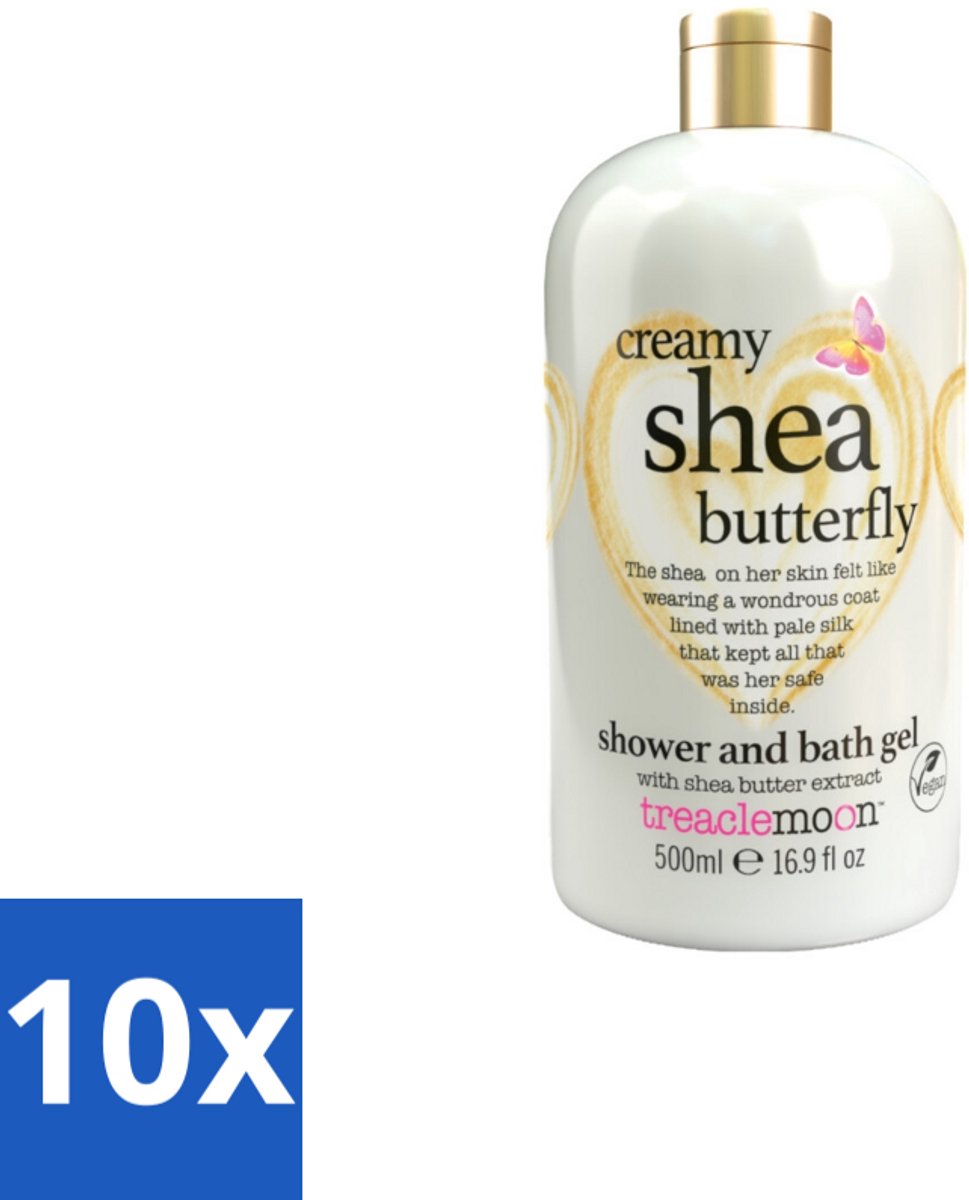 10 x Treaclemoon – Bad- & Douchegel – Creamy Shea Butterfly – 500 ml - Voordeelverpakking - 10 stuks