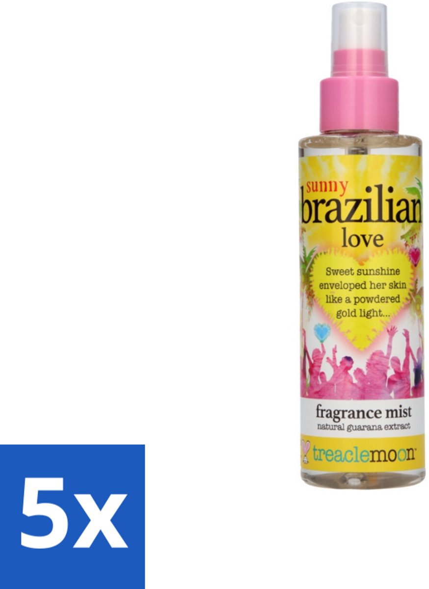 5 x Treaclemoon – Body Mist – Brazilian Love – 150 ml - Body Mist - Brazilian Love - Guarana Extract - Verfrissend - Hydraterend