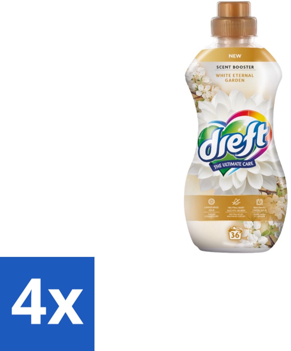 4 x Dreft – White Eternal Garden – Vloeibare Geurbooster – 720 ml – 36 wasbeurten - Wasgeur - Wasgeurbooster - Frisse Geur - Wasmiddel - Textiel Verzorging