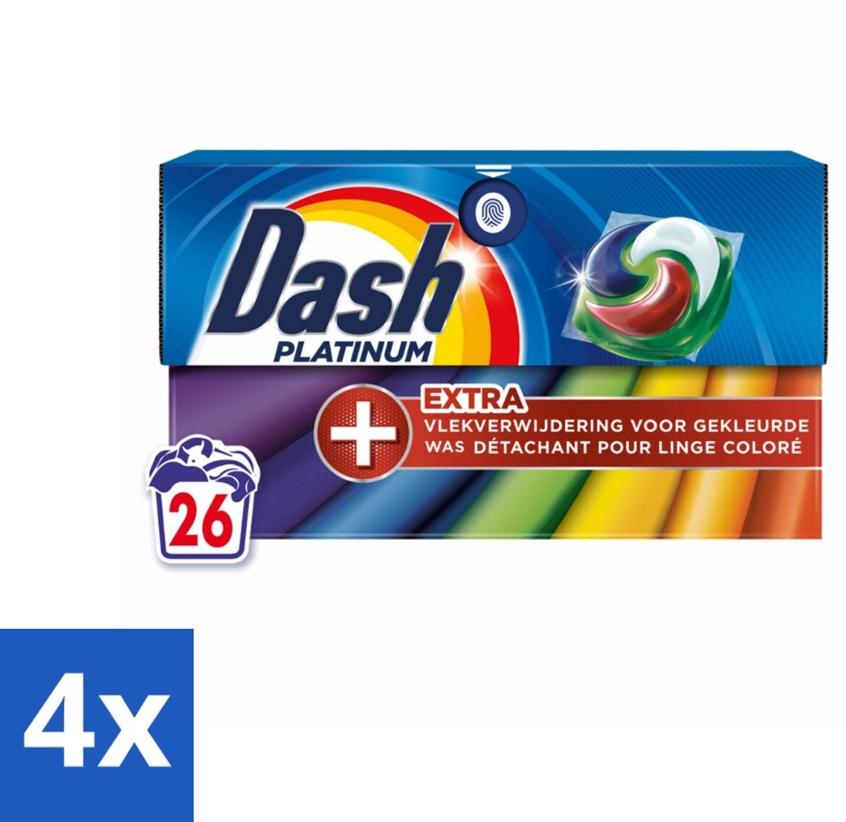 4 x Dash – Wasmiddelcapsules – 4in1 Pods + Extra Vlekverwijdering Color – 26 capsules - Kleurbehoud - Vlekverwijdering - Ingedroogde Vlekken - Wasproduct - Gekleurde Was