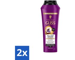 2 x Gliss Shampoo Full Hair Wonder - 250 ml - Haarversterkend Shampoo - Volume Voor Dun Haar - Biotine Shampoo - Peptiden Voor Haar - Gezond Haar
