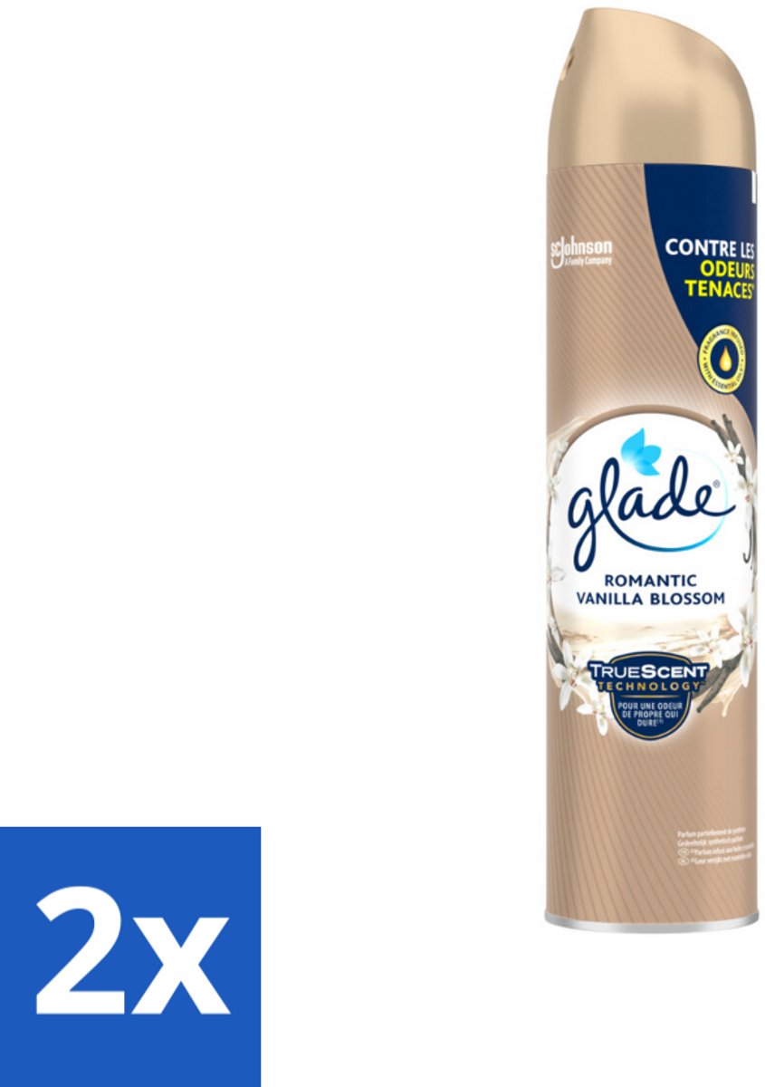 2 x Glade – Luchtverfrisser Spray – Romantic Vanilla Blossom – 300 ml - Luchtverfrisser - Geur Spray - Vanille Geur - Orchidee Geur - Sandelhout Geur