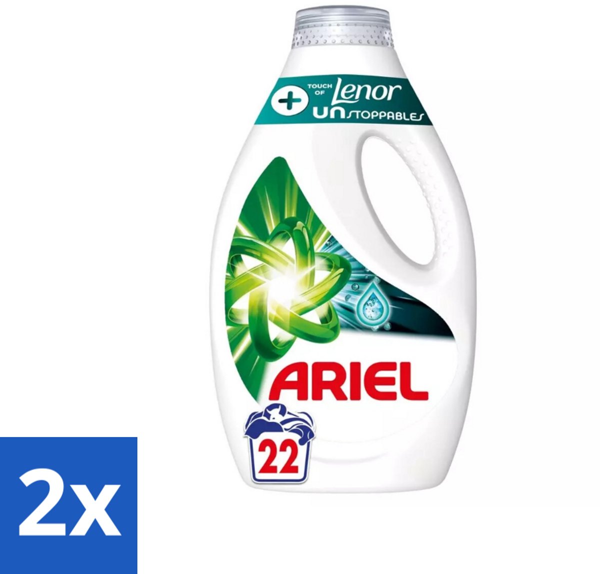 2 x Ariel – +Touch van Lenor Unstoppables – Vloeibaar Wasmiddel – 990 ml - Wasmiddel - Vlekverwijdering - Frisheid - Kleding Reinigen - Wasmiddel Voor Bonte Was