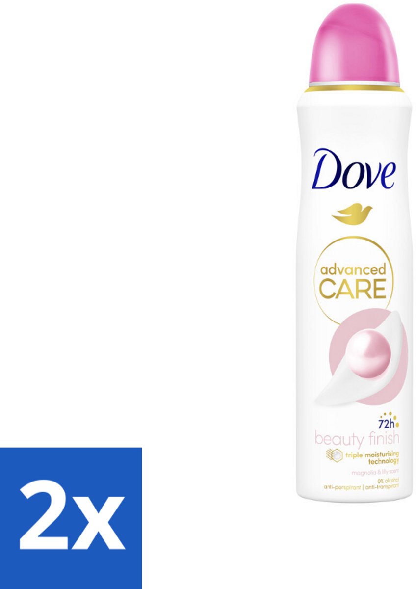 2 x Dove – Deodorant Spray – Beauty Finish – 150 ml - Anti-transpirant Spray - Huidverzorging - Stralende Huid - Geur Magnolia - Geur Lelie