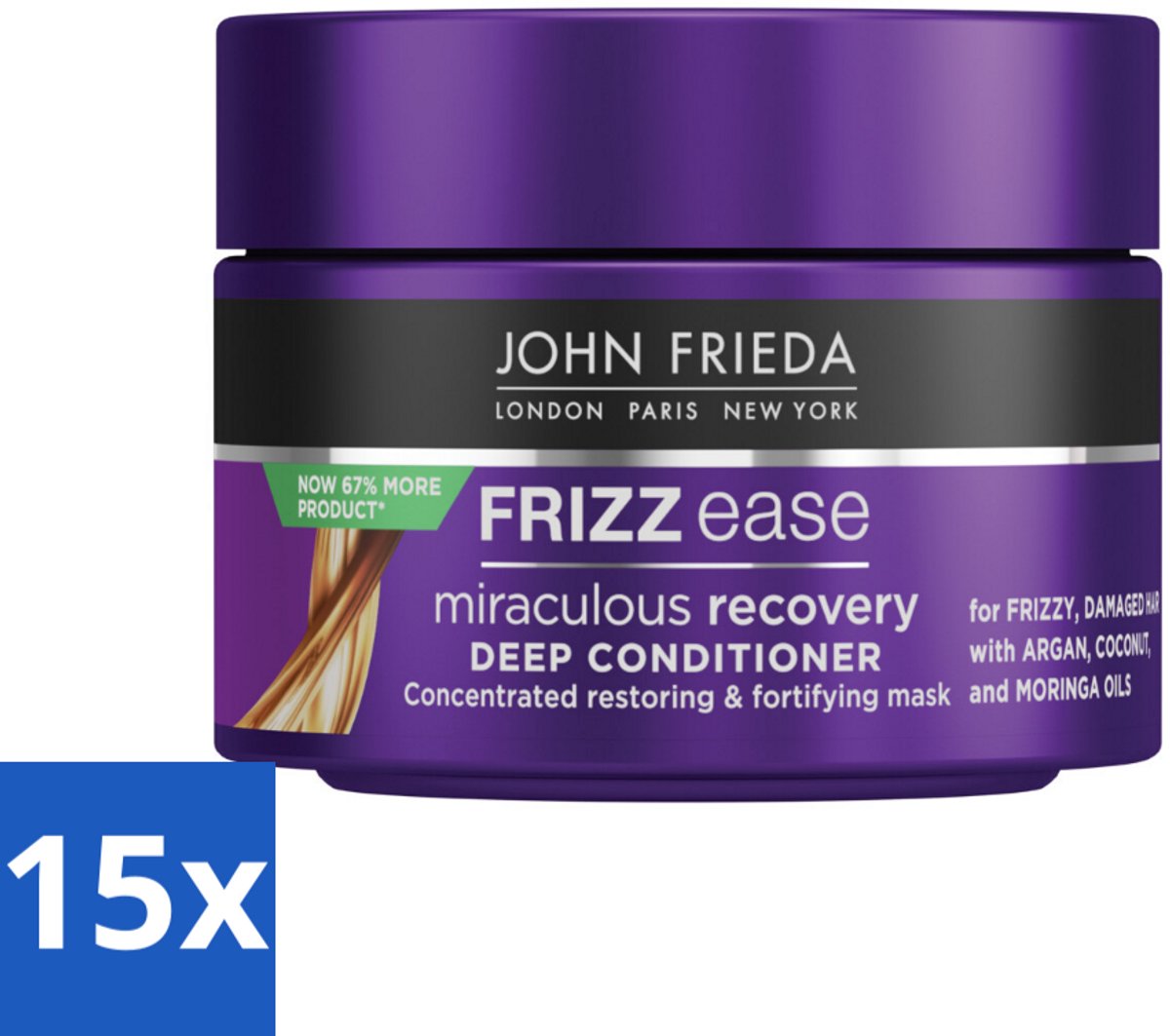 15 x John Frieda – Haarmasker – Frizz Ease – Voedend en herstellend – 250 ml - Koffie - Koffiezetapparaat - Koffiezetapparaat