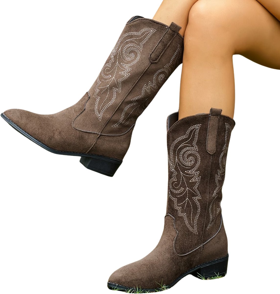 Currero Dames Cowboy Laarzen Hoge Hak Enkellaarzen Kniehoge Western Boots Chelsea 42 Bruin