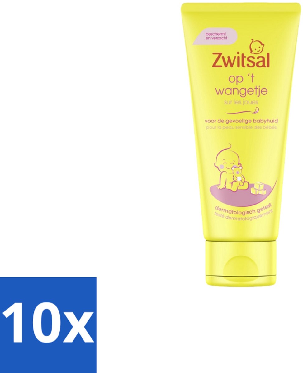 10 x Zwitsal Gezichtscrème Op 't Wangetje 100 ml - Baby Gezichtscreme - Babyhuid Bescherming - Baby Wangen Crème - Babyhuid Verzorging - Kamille Crème