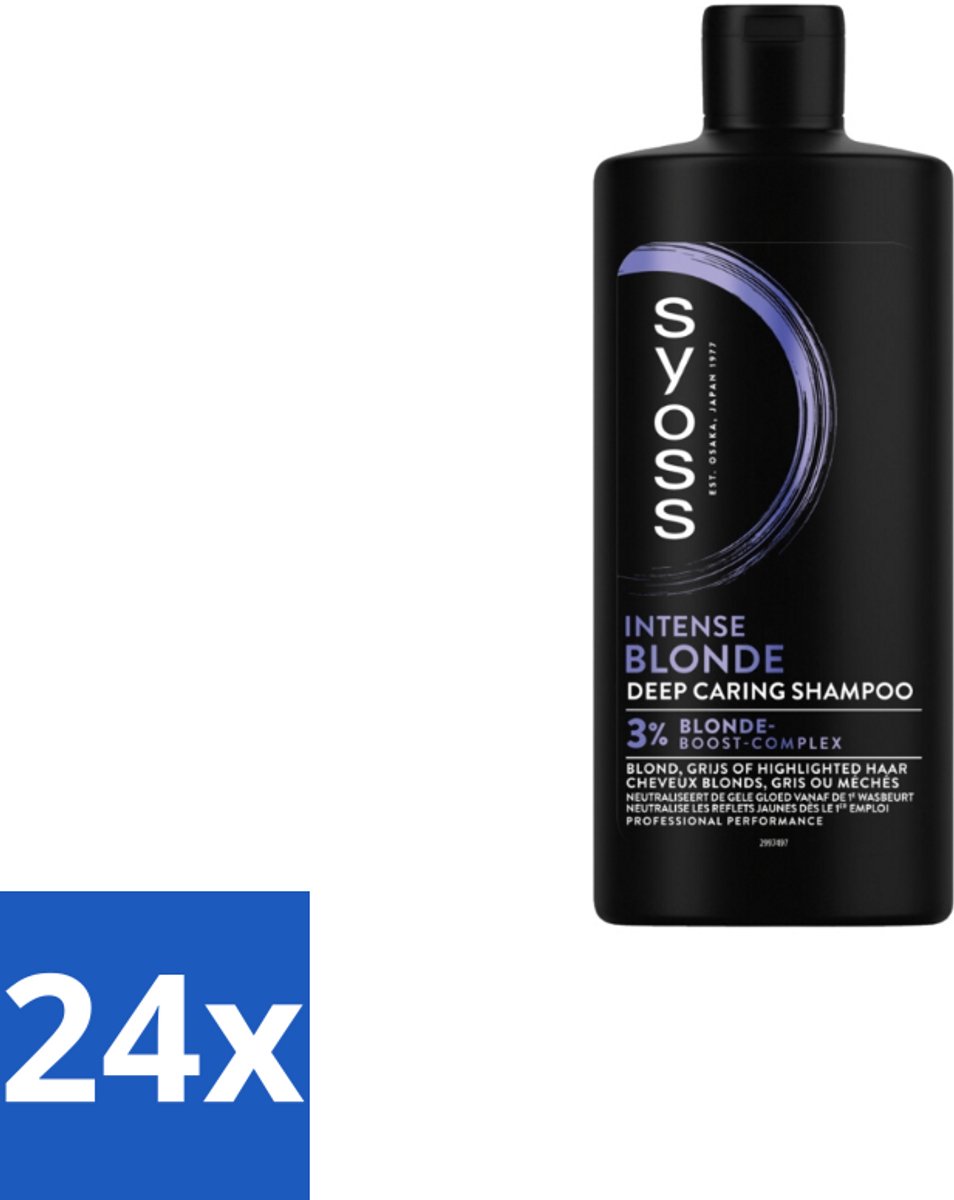 24 x Syoss Blonde Shampoo 440 ml - Blond Haar - Koel Blond - Gele Ondertoon - Kleurintensiteit - Blonde Boost