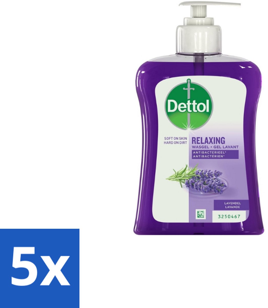 5 x Dettol Handzeep Verzachtend Lavendel 250 ml - Handwas - Handhygiëne - Antibacteriële Handzeep - Handen Verzorgen - Huid Verzorging