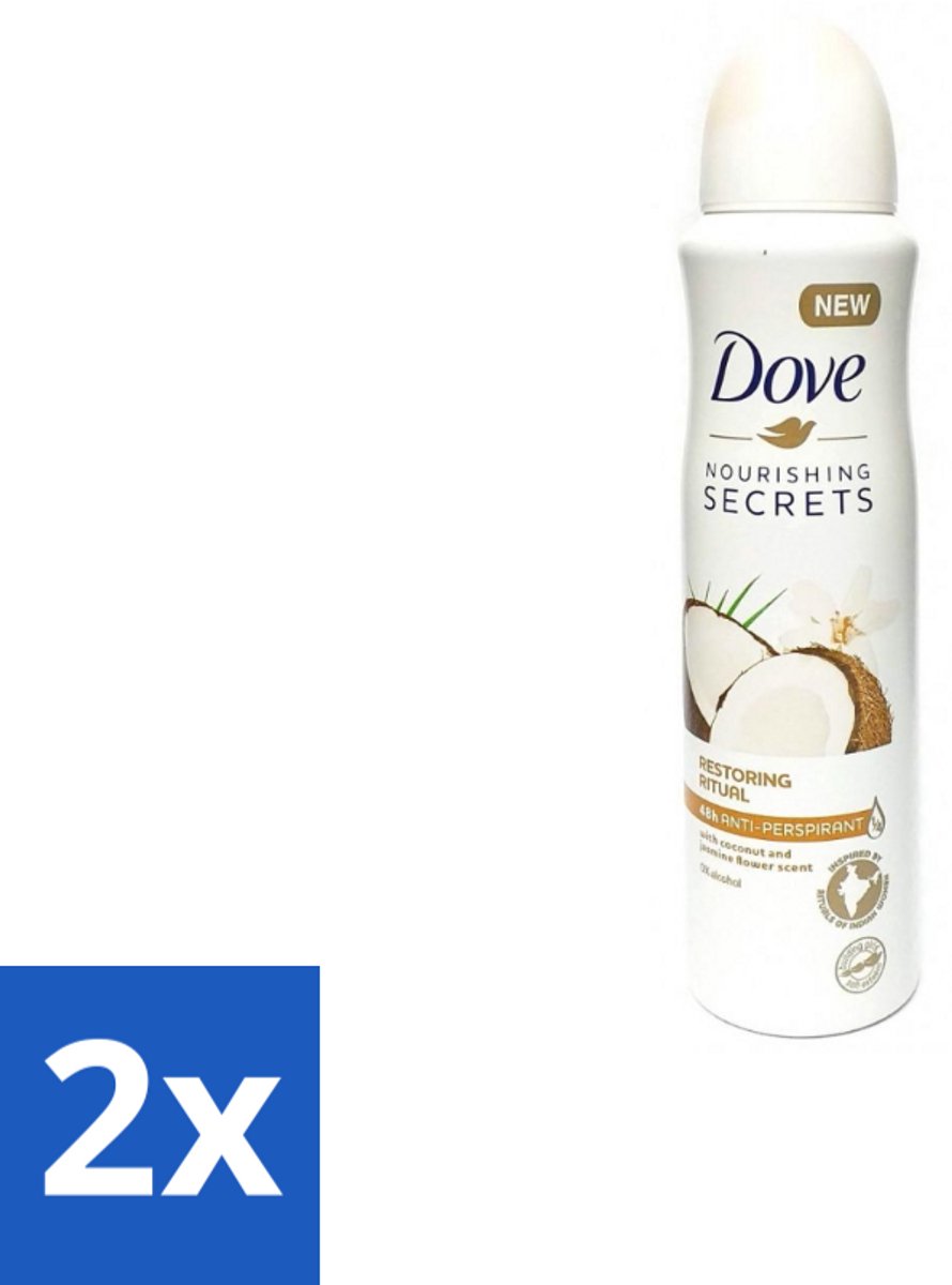 2 x Dove – Deodorant Spray – Restoring Ritual Cocos & Jasmijn – 150 ml - Deodorant Spray - Okselverzorging - Kokos En Jasmijn - Alcoholvrije Deodorant - Huidverzorging
