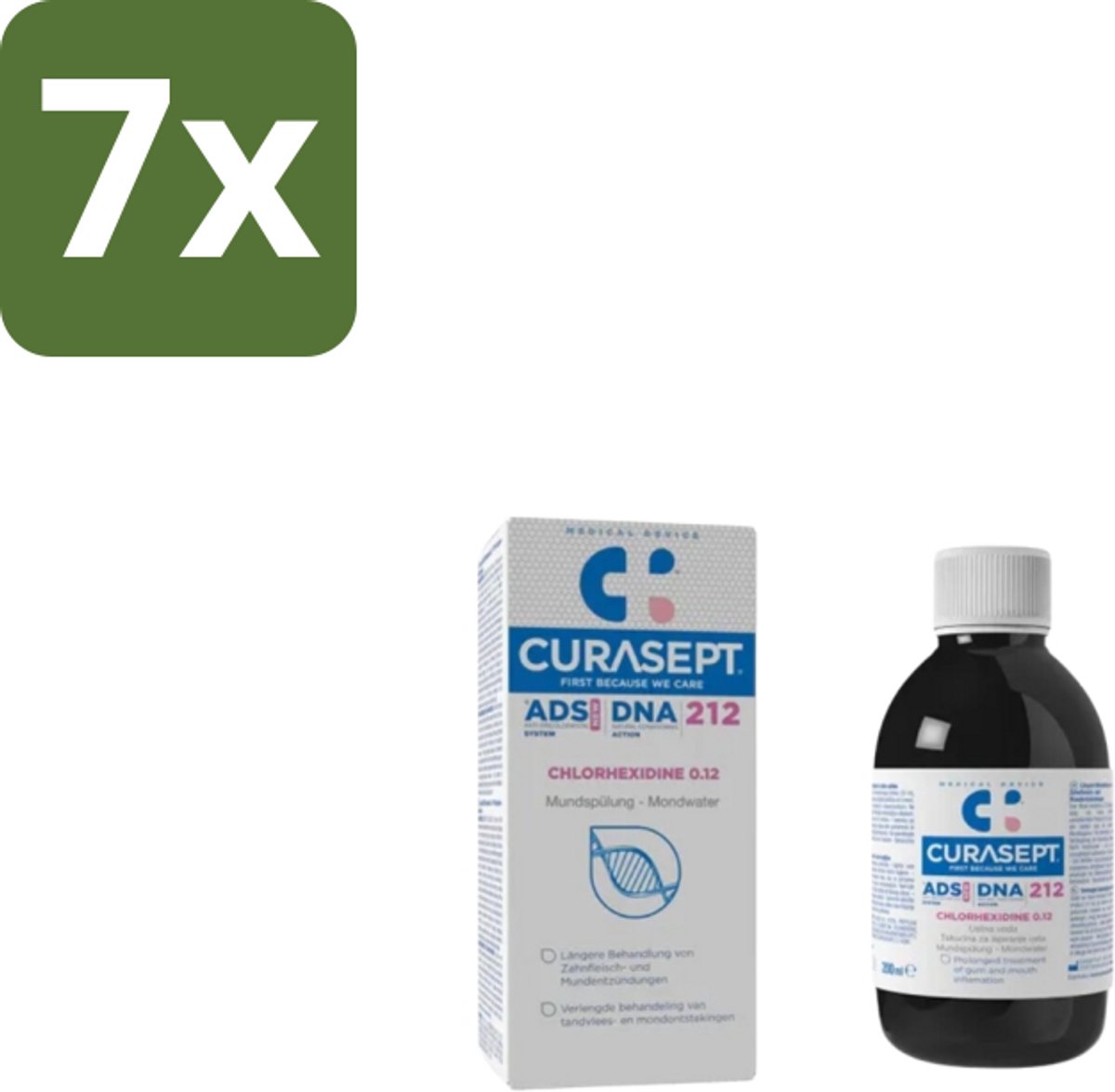 7 x Curasept – Mondspoeling – ADS DNA 212 CHX 0,12% – 200 ml - Mondspoeling - Chloorhexidine - Tandvlees - Tandplak - Mondhygiëne