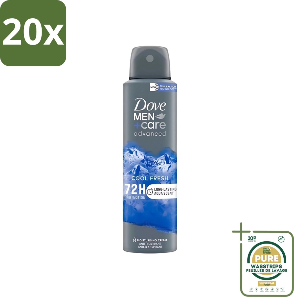 20 x Dove - Deodorant - Men Care Cool Fresh - Verfrissend en langdurige bescherming - 150 ml - Grootverpakking - Deodorant Spray - Mannelijke Geur - Zweetbehandeling - Frisheid - Langdurige Bescherming