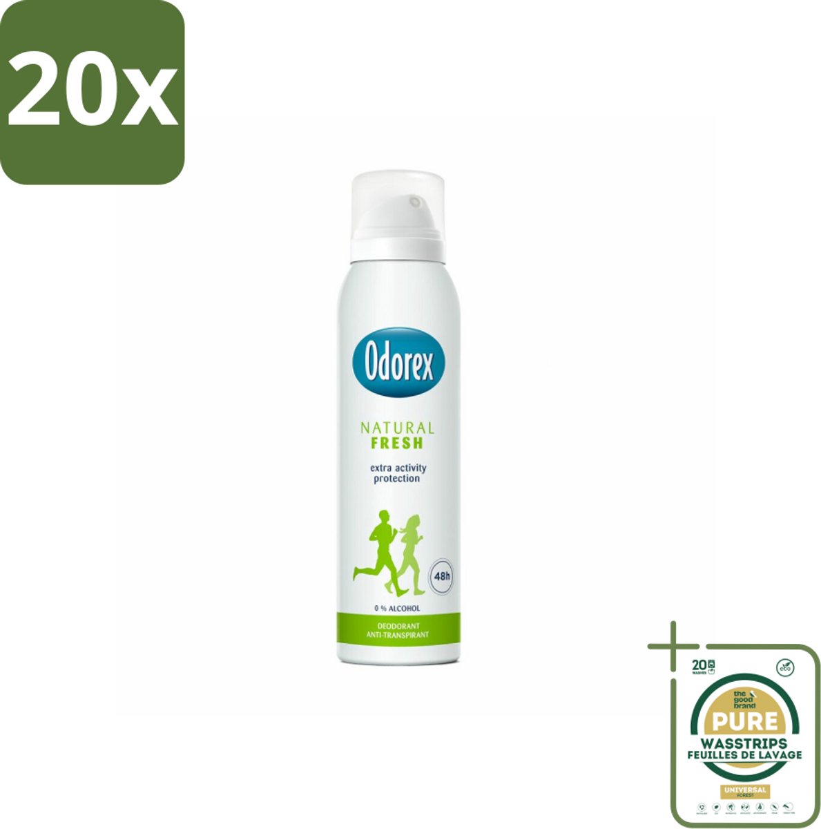 20 x Odorex Deodorant Spray Natural Fresh 150 ml - Grootverpakking - Deodorant Spray - Natuurlijke Frisheid - Alcoholvrije Deodorant - Huidvriendelijk - Dermatologisch Getest