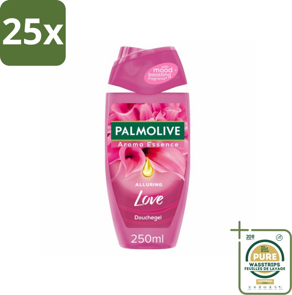 25 x Palmolive Douchegel Aroma Essence Alluring Love 250 ml - Grootverpakking - Douchegel - Geur - Hydratatie - Verzorging - Bloemige Geur