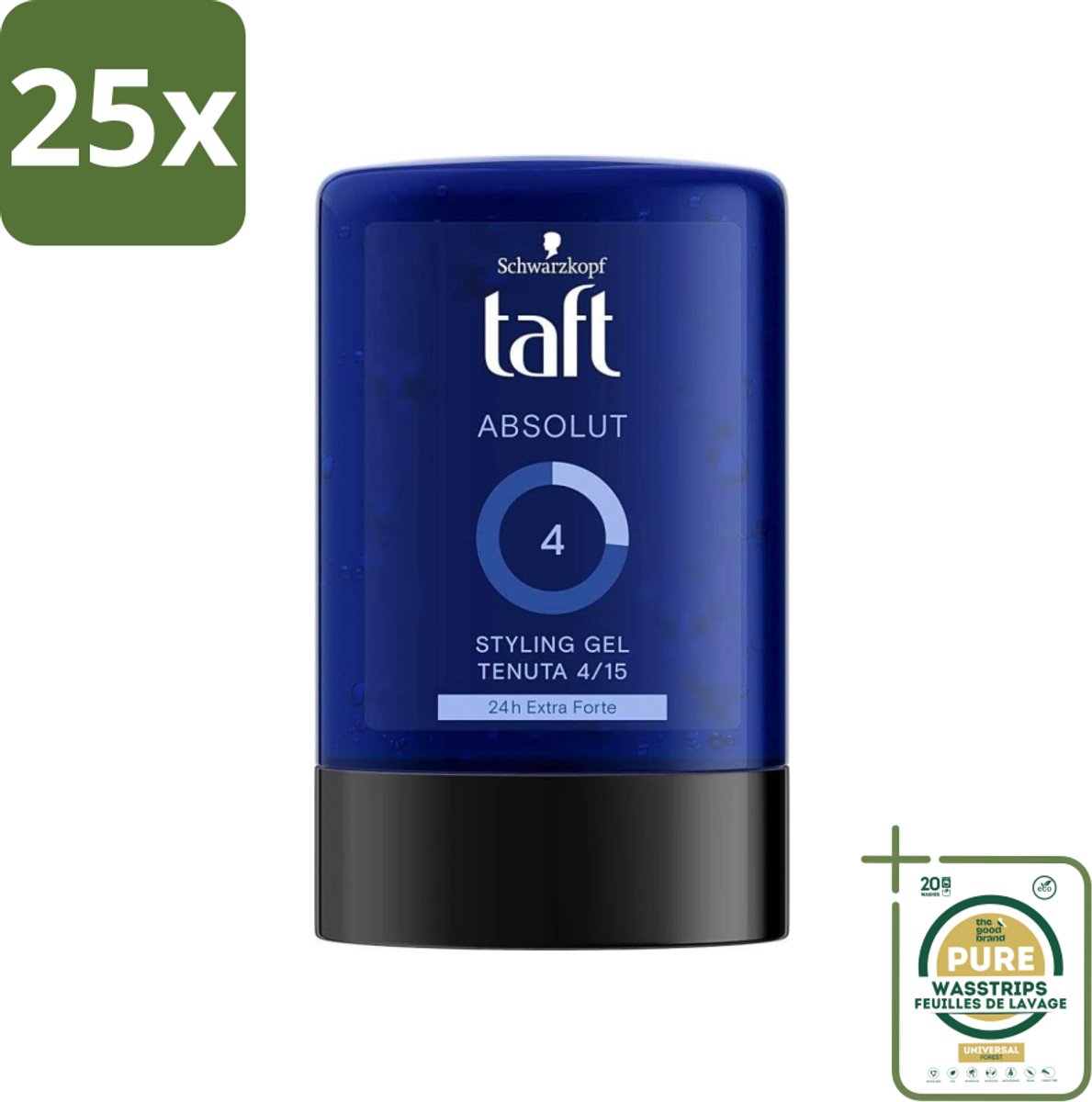 25 x Schwarzkopf - Taft - Absolut Haargel - Mannen - Langdurige Hold - 300 ml - Grootverpakking - Haargel Mannen - Langdurige Fixatie - Haargel Voor Mannen - Haargel 300 Ml - Fixatie Haar
