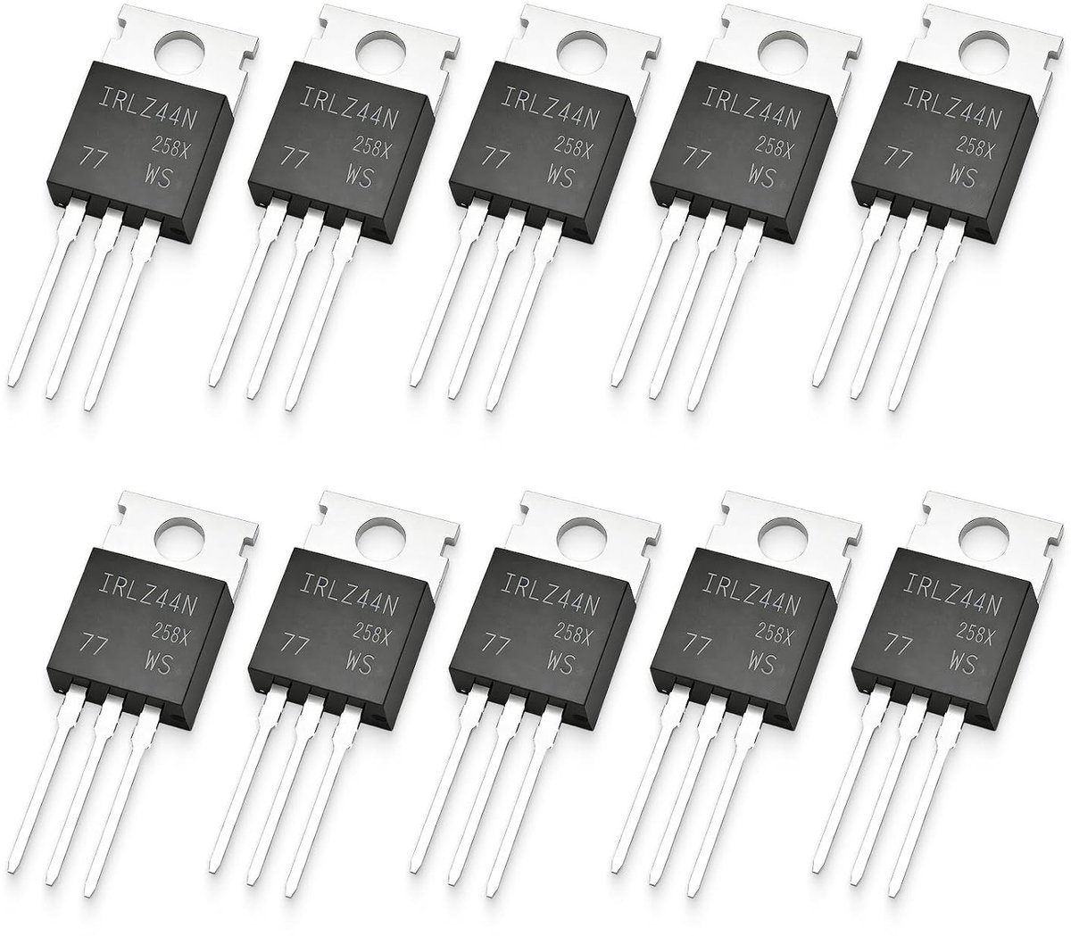 10 Stuks N-Kanaal MOSFET Transistors IRLZ44N 55V 47A TO-220AB voor Elektronische Circuits, Schakelaars en Spanningsregelaars