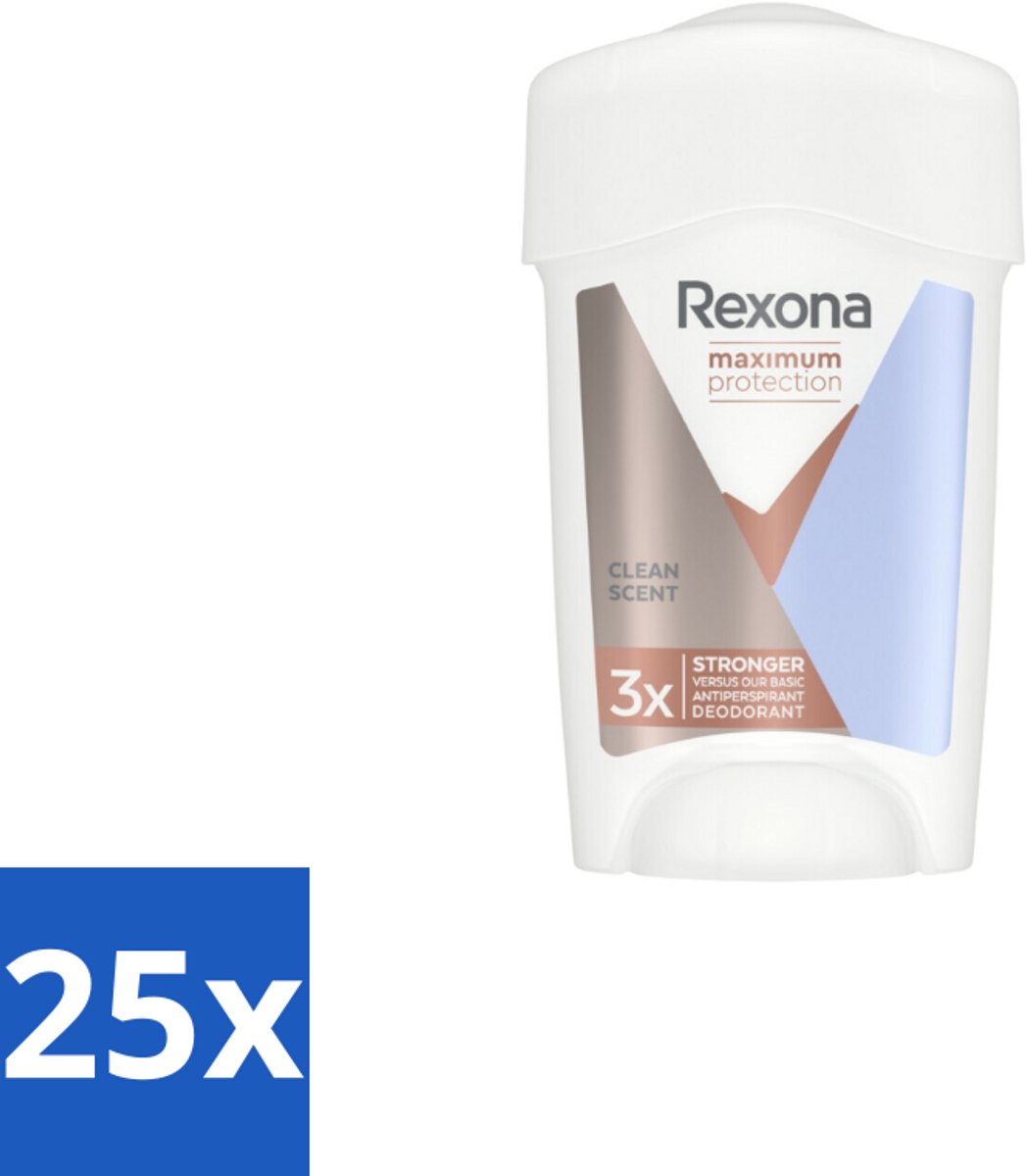 Rexona Deodorant Stick Cream Maximum Protection Clean Scent 45 ml - Bulkverpakking - 25 stuks