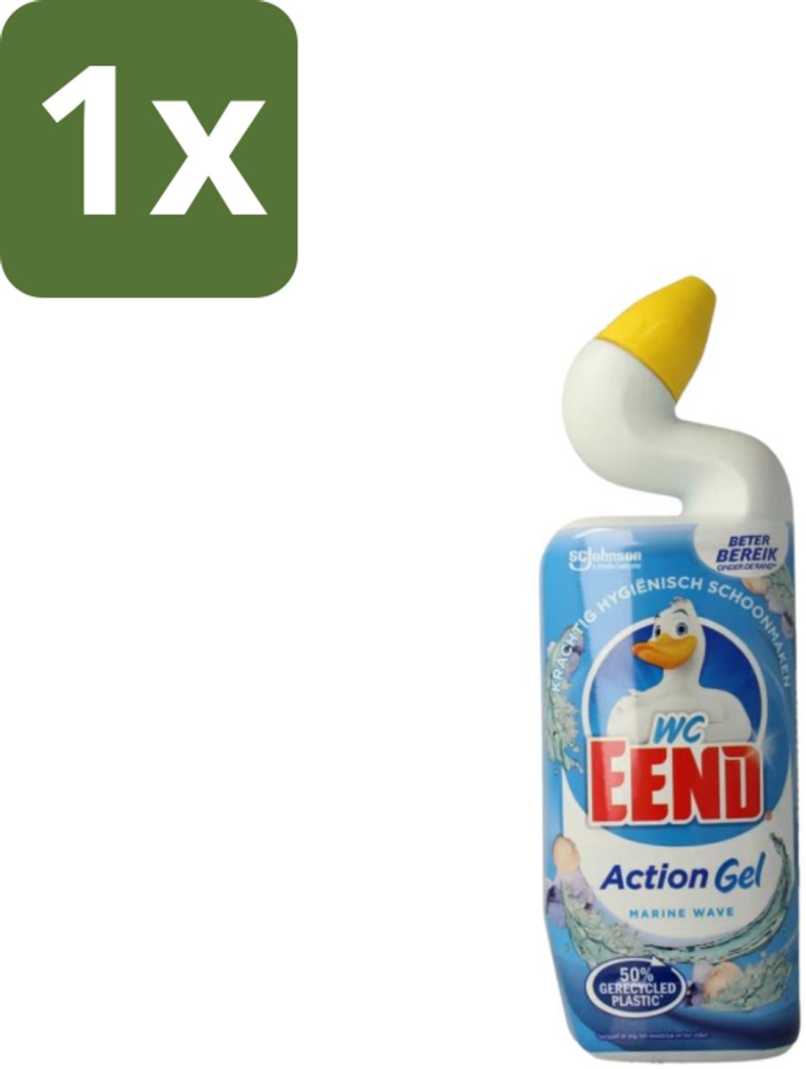 1 x WC Eend – Toiletgel – Action Gel Marine Wave – 750 ml - Toiletreiniger - Reinigen Toilet - Kalkaanslag Verwijderen - Fris Toilet - Oceaangeur