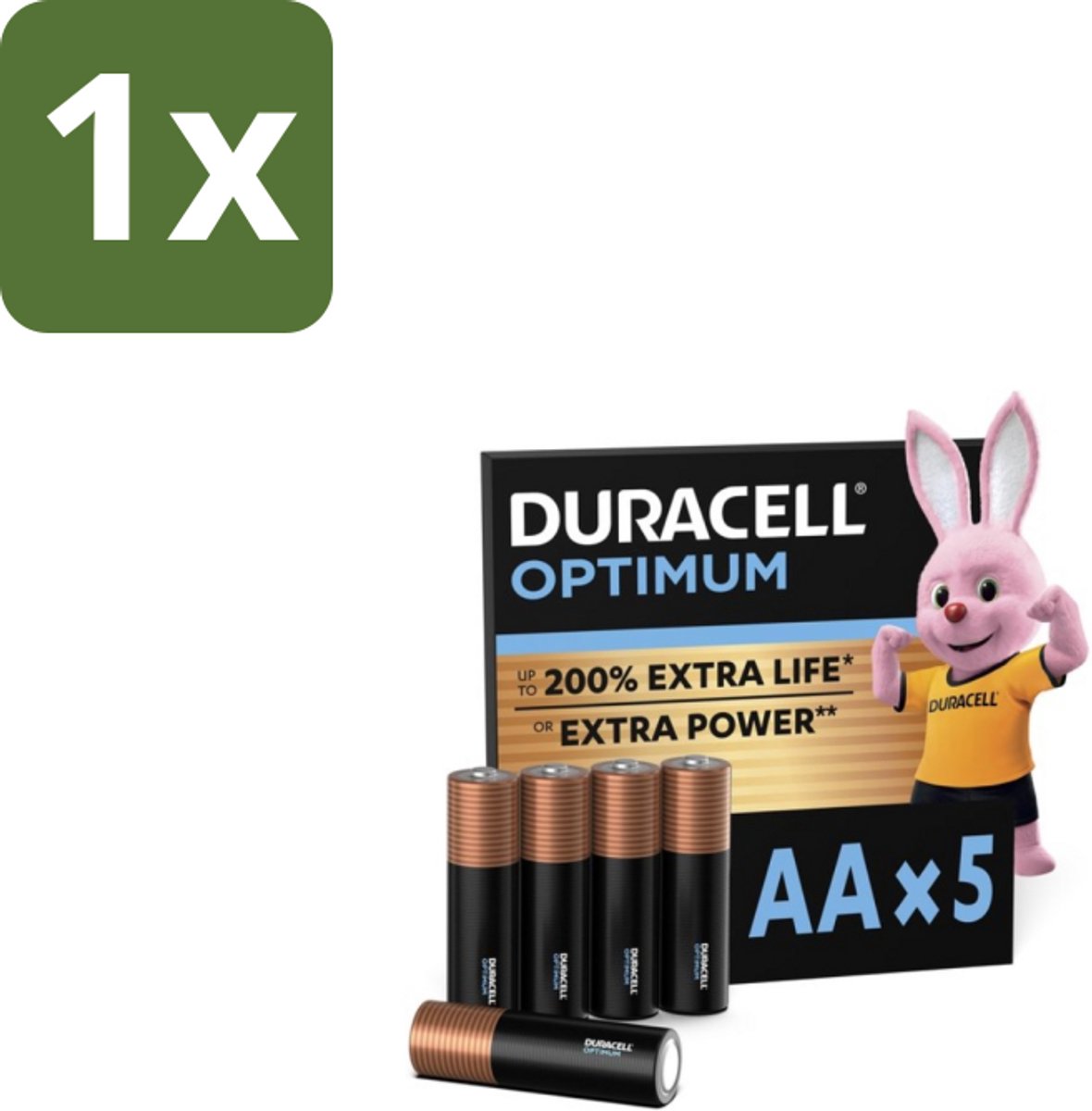 1 x Duracell Optimum – Alkaline Batterijen AA – LR6 1,5V – 5-pack - AA Batterijen - Alkaline Batterijen - Digitale Camera - Gamecontroller - Xbox