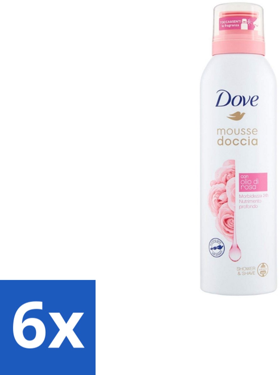 Dove – Douchefoam – Rose Oil – 200 ml - Voordeelverpakking - 6 stuks