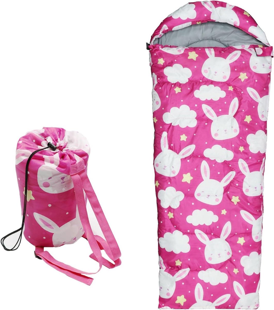Slaapzak Kinderen - Kampeerzak Outdoor - Buiten Overnachten - Waterdicht Ademend - Tot 155 cm - Roze