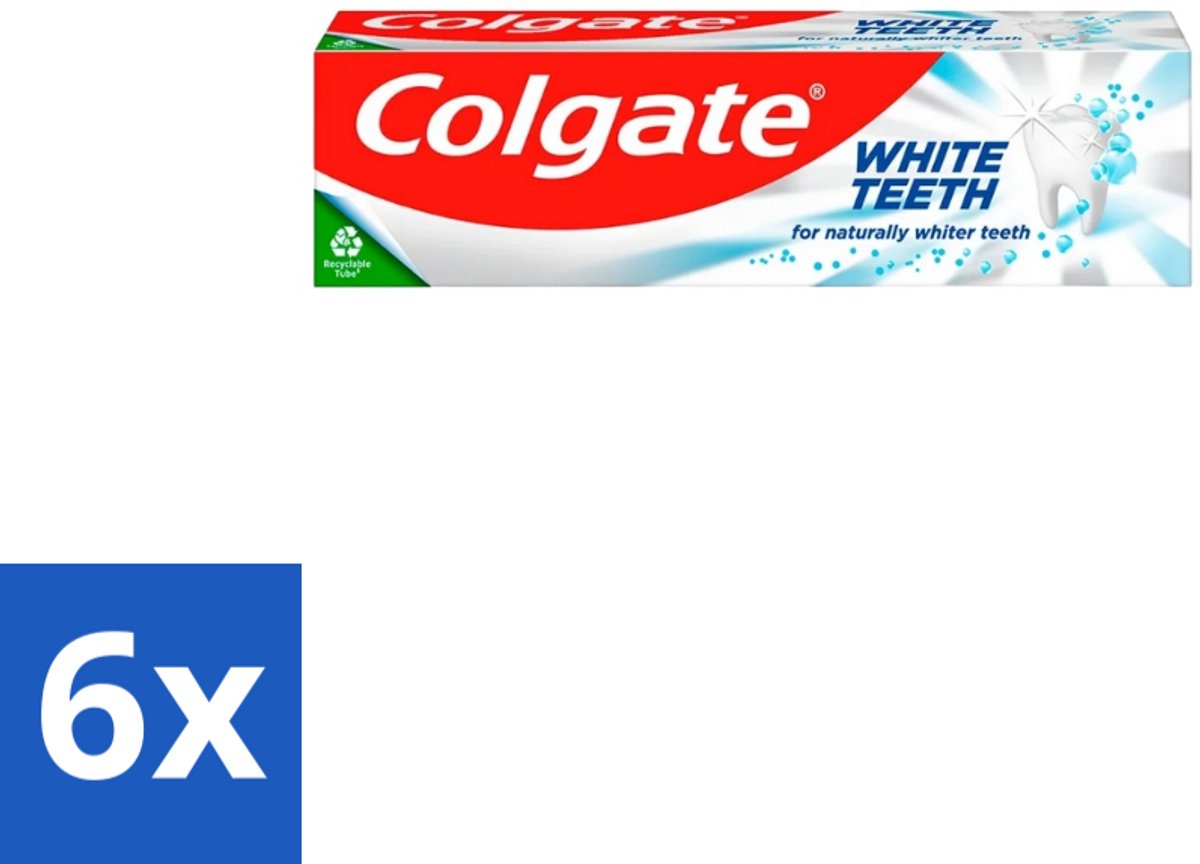 6 x Colgate – Tandpasta – White Teeth – 75 ml - Witte Tanden - Tanden Reinigen - Tanden Witter Maken - Mondverzorging - Tandpasta