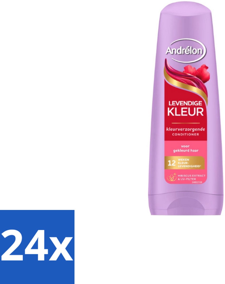 24 x Andrélon Conditioner Levendige Kleur 200 ml - Kleurvervanging - Haarkleur Beschermen - UV-filter - Hibiscus-extract - Levendige Kleur