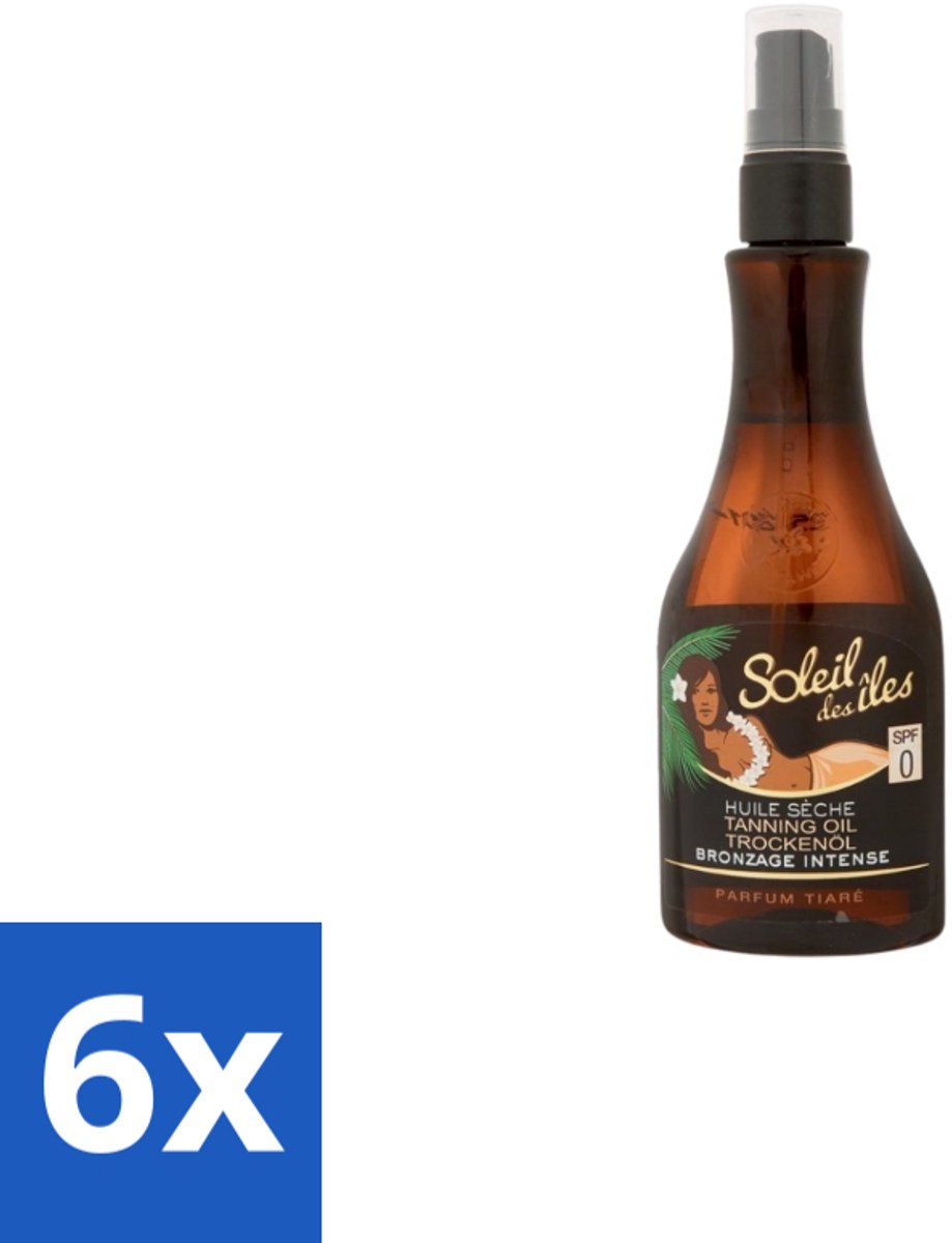 6 x Soleil des Îles – Zonneolie – Monoï de Tahiti Snelle Bruining – 150 ml - Tanning Olie - Bruiningsolie - Huidverzorging - Intens Bruin - Huidgevoed