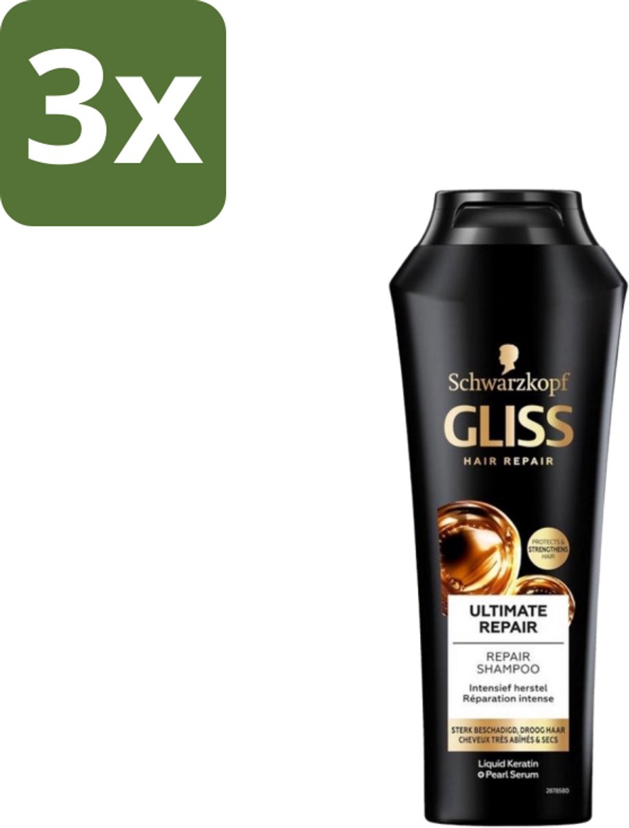 Gliss Kur – Shampoo – Ultimate Repair – 250 ml - Bulkverpakking - 3 stuks