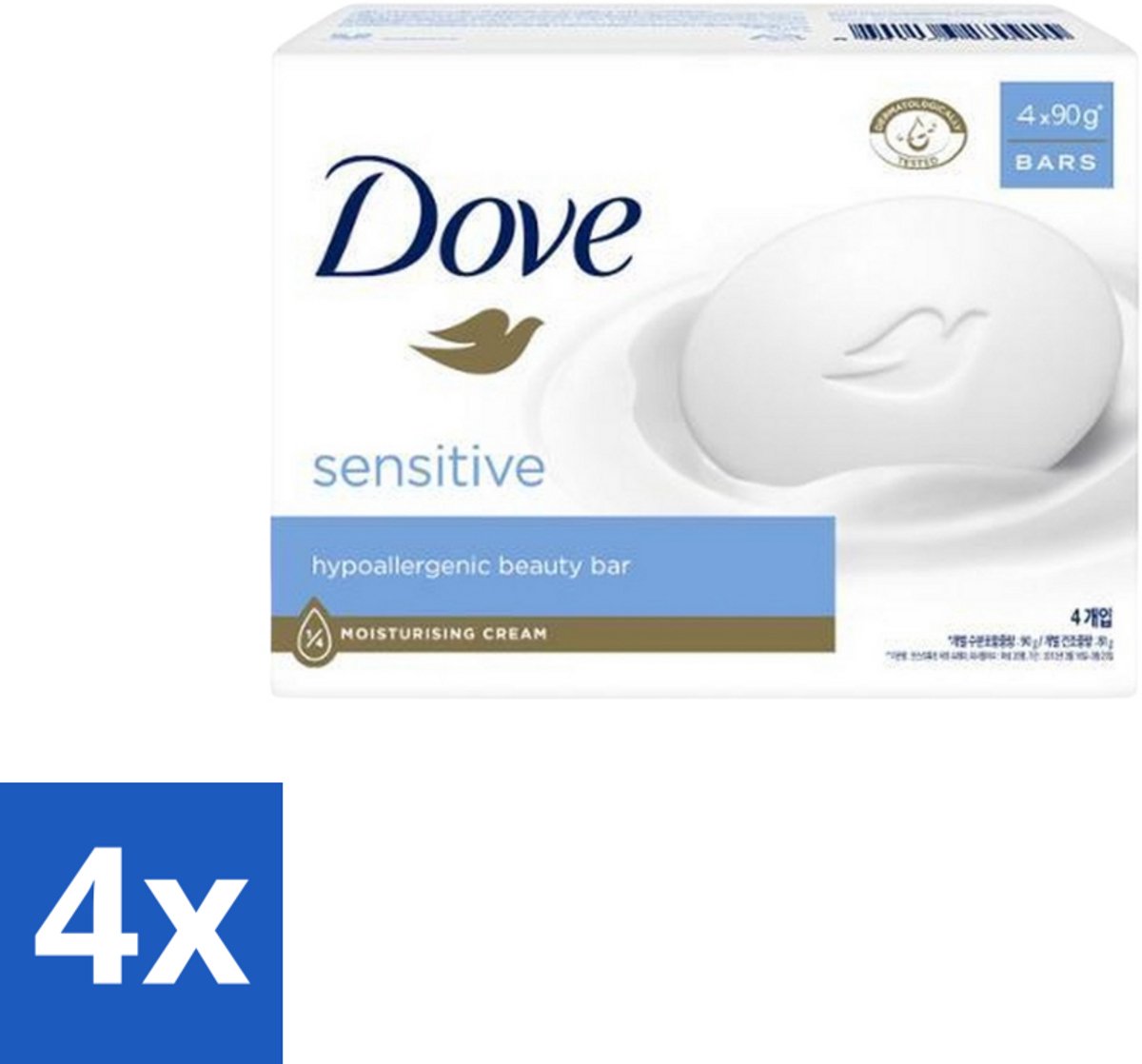 4 x Dove Zeep - Sensitive 4 x 90 gr. - Gevoelige Huid - Zachte Reiniging - Zeep Voor Gevoelige Huid - Uitdroging Voorkomen - Huidcomfort