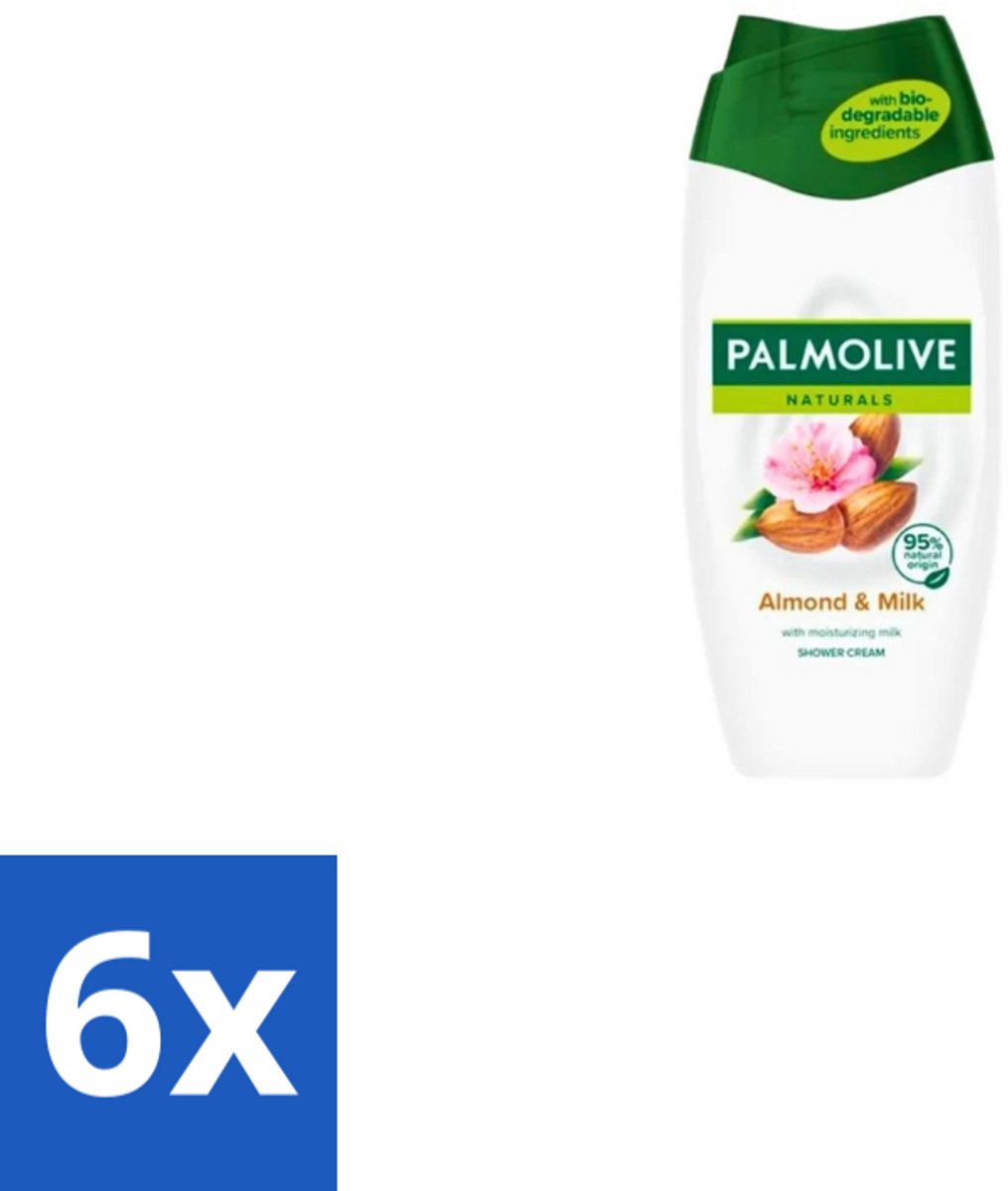 6 x Palmolive – Douchecrème – Naturals Almond & Milk – 500 ml - Douchecrème - Huid Verzorgen - Natuurlijke Reiniging - Zachte Huid - Hydraterende Douchecrème