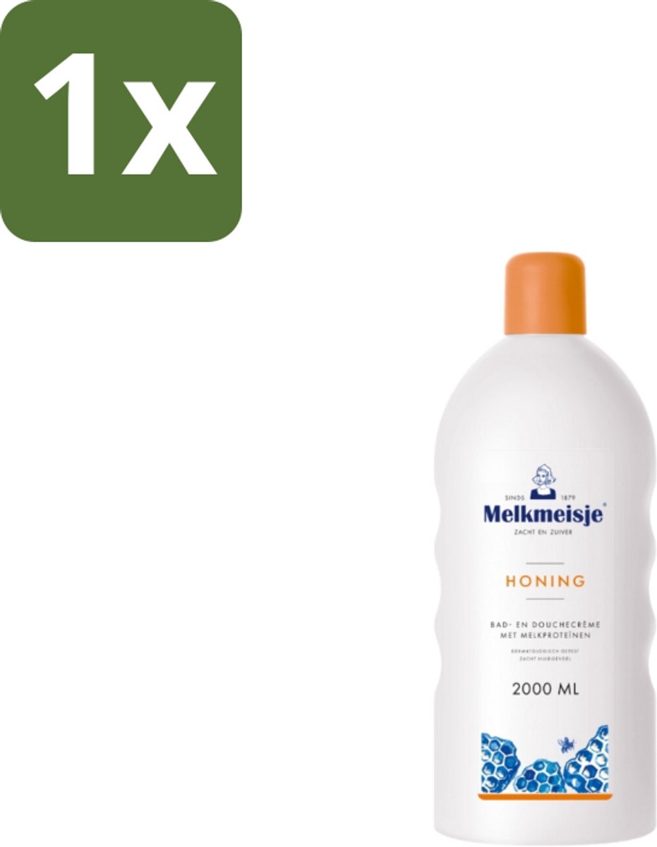 1 x Melkmeisje Bad en Douche Crème Honing 2000 ml - Melkmeisje Bad En Douche Crème - Melkmeisje Crème Honing - Bad En Douche Crème - Melkmeisje Crème - Honing Crème