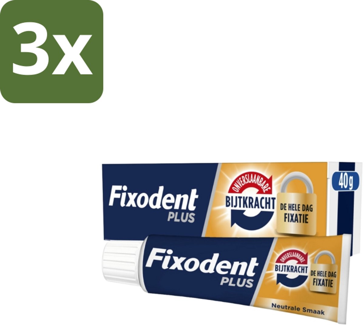 3 x Fixodent Kleefpasta Plus Dual Power 40 gr - Kleefpasta Kunstgebit - Onverslaanbare Bijtkracht - Kunstgebit Fixatie - Bijtkracht Kunstgebit - Kunstgebit Comfort