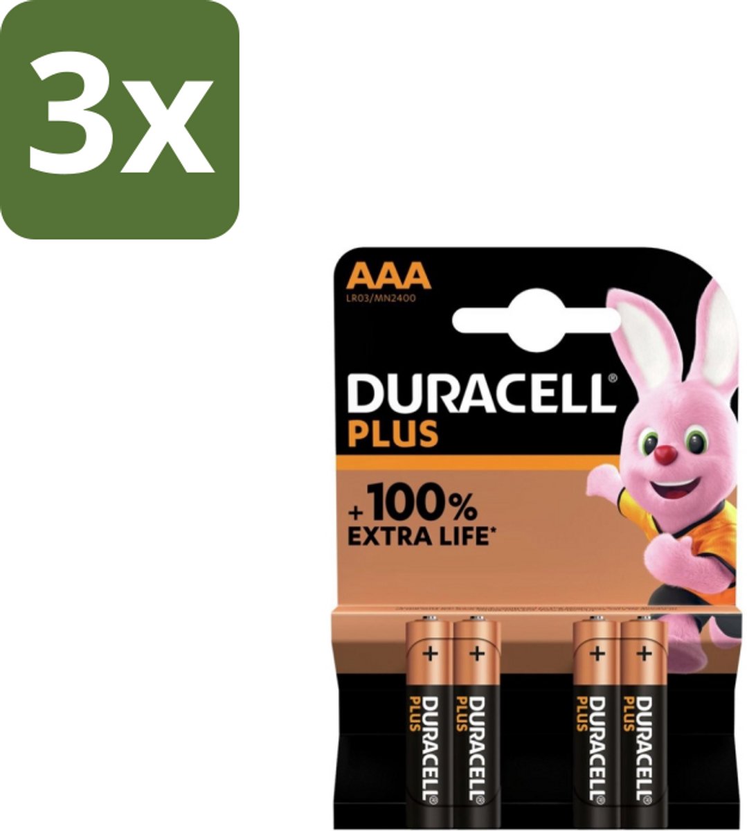 3 x Duracell – Alkaline Batterijen AAA – Plus – 4-pack - AAA Batterijen - Alkaline Batterijen - Langdurige Batterijen - Batterijen Voor Speelgoed - Batterijen Voor Zaklampen
