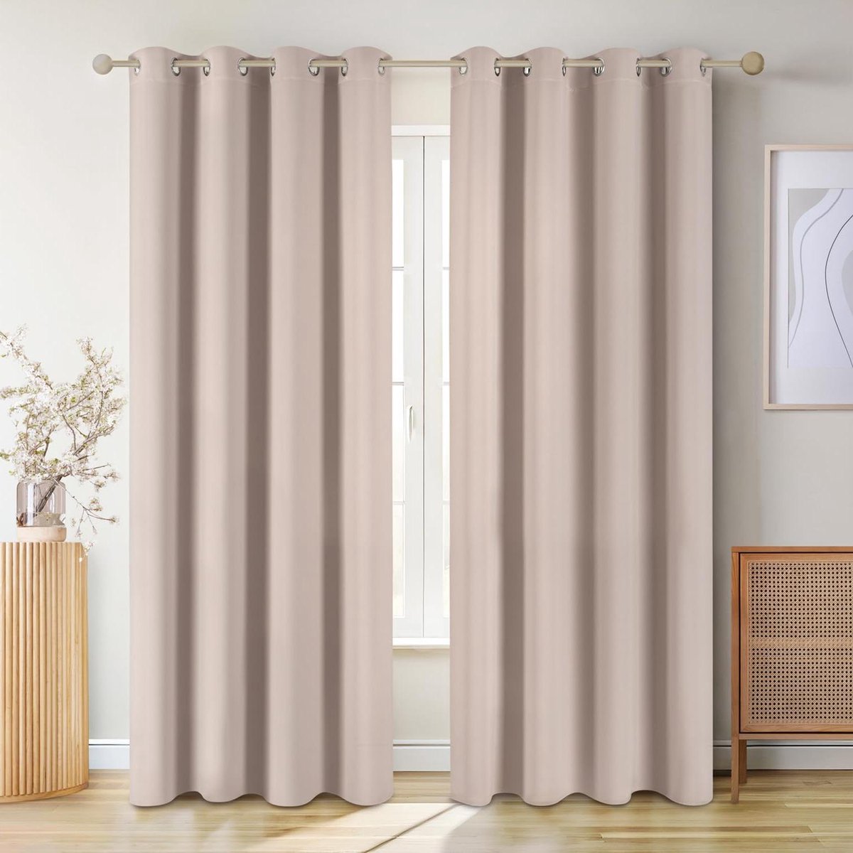 Ondoorzichtige Gordijnen - Verduisterend Textiel - Privacy Creëren - Met Ophangringen - 175 x 140 cm - Taupe
