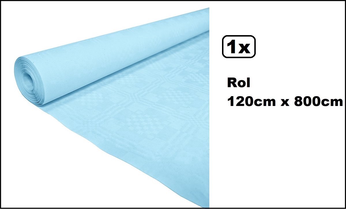 1x Tafelrol tafelkleed licht blauw 120cm x 800cm papier - Party diner food festival eten fun thema feest party