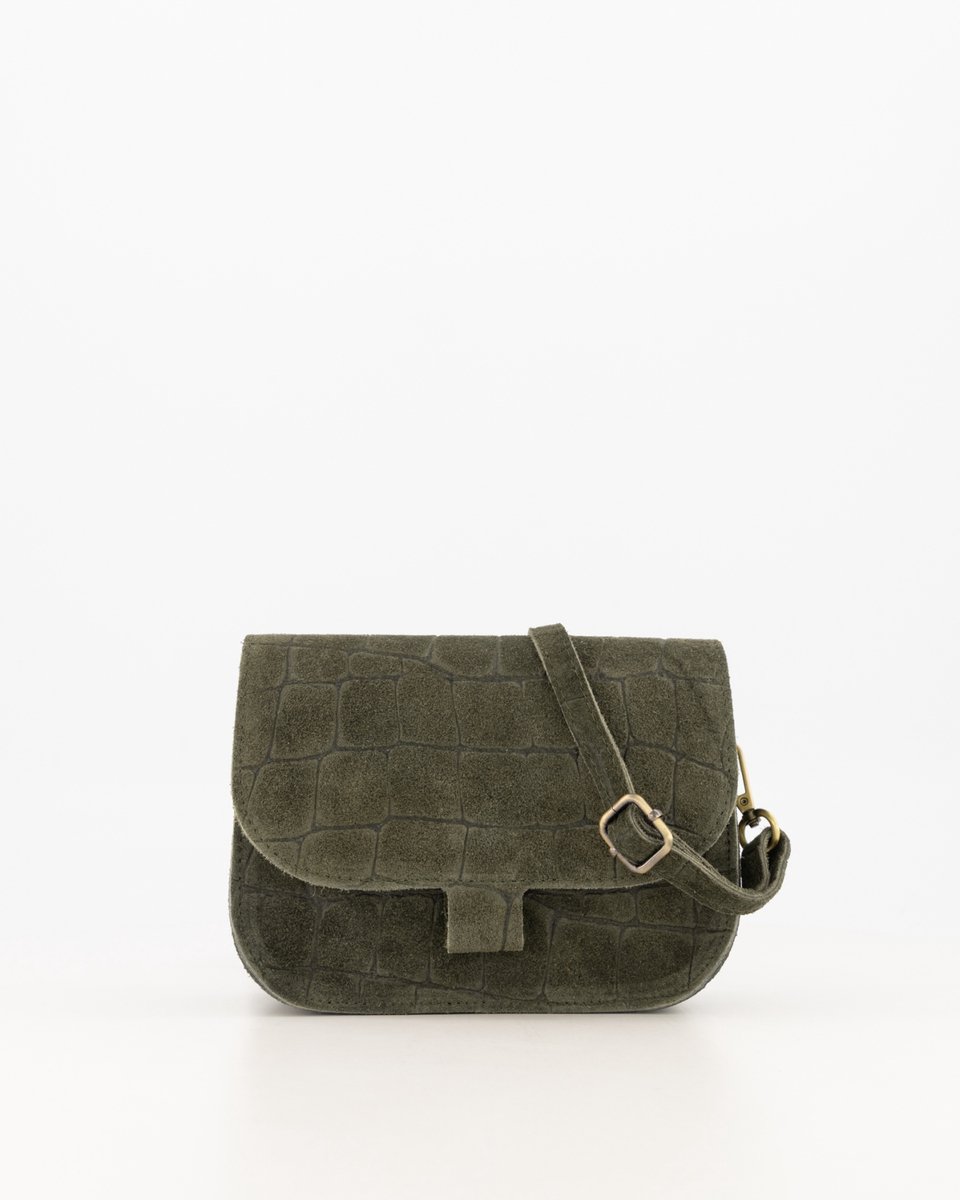 tas- groen -Suede - Croco -klein -crossbody