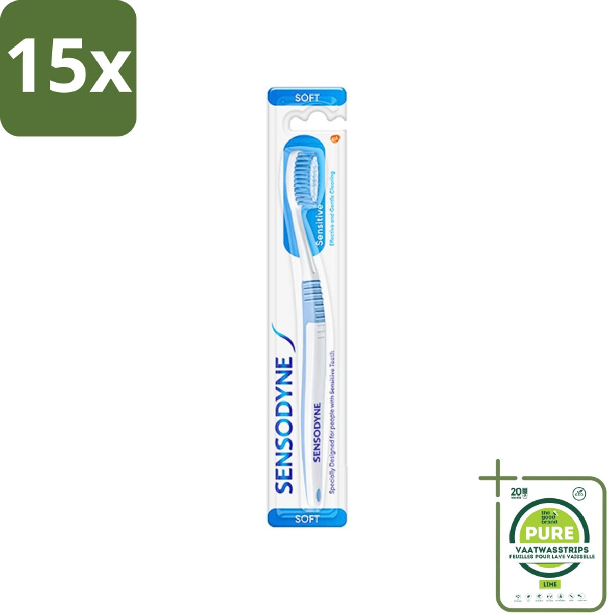 15 x Sensodyne - Tandenborstel - Soft - Voor Gevoelige Tanden - 1 Tandenborstel - Grootverpakking - Gevoelige Tanden - Zachte Tandenborstel - Tandvleesbescherming - Tandborstel Voor Gevoelige Tanden - Duoflex Nek