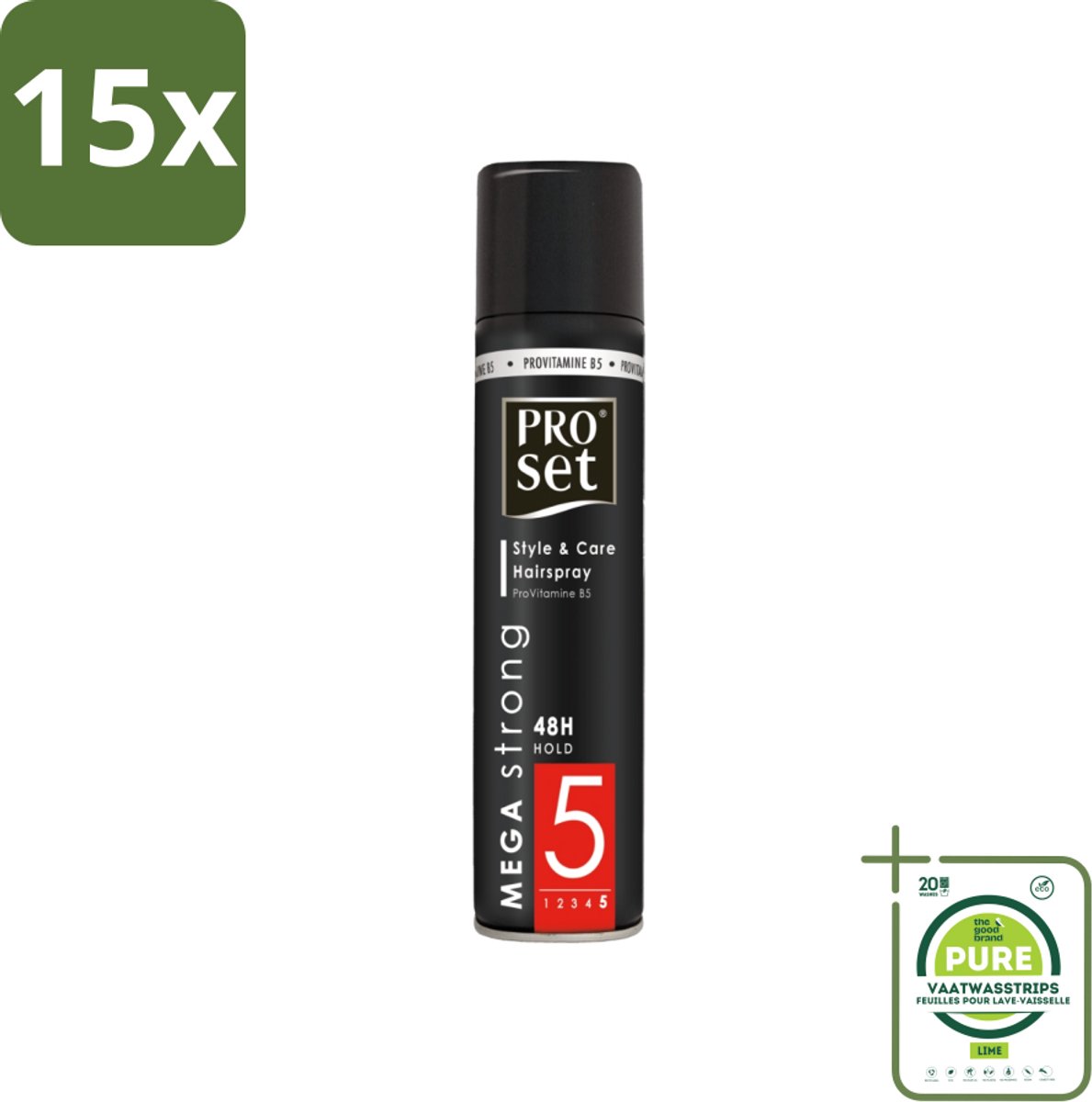 15 x Proset - Haarspray - Mega Strong - 48 uur Werking - 300 ml - Grootverpakking - Haarspray - 48 Uur Hold - Extra Volume - Gezond Haar - ProVitamine B5