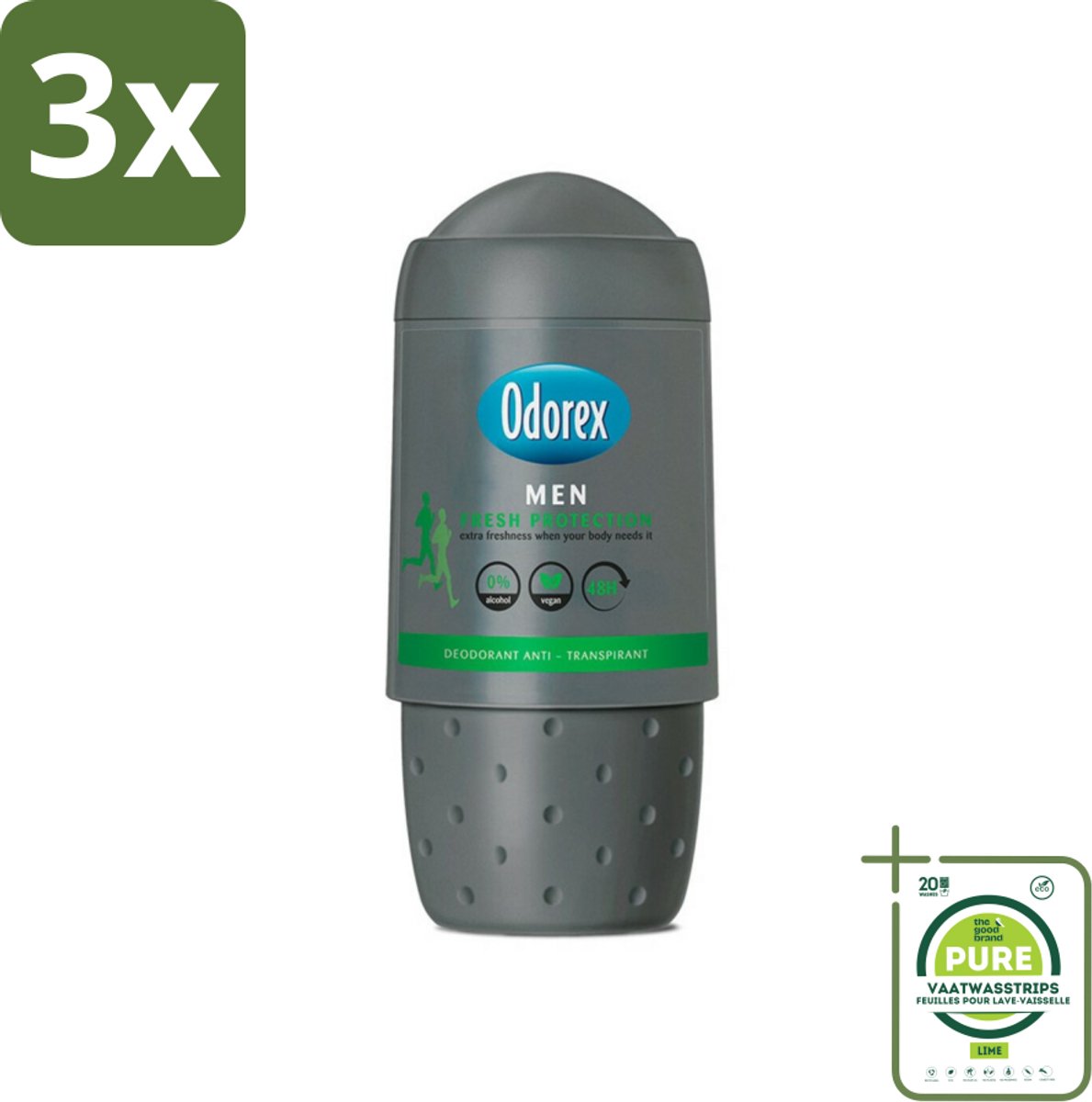 3 x Odorex Deodorant Roller For Men Fresh Protection 50 ml - Grootverpakking - Mannelijke Deodorant - Deodorant Roll-on - Zweetbescherming - Frisheid - Mannelijke Geur