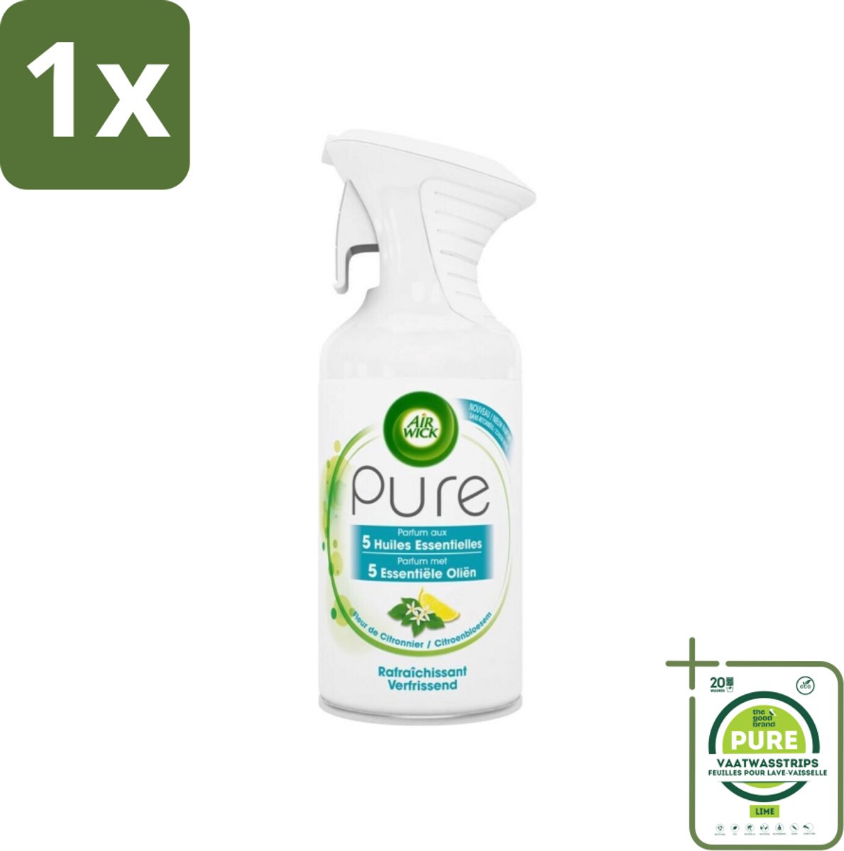 1 x Air Wick - Luchtverfrisser - Essentiële Oliën - Citroenbloesem - Spray - 250 ml - Luchtverfrisser Citroenbloesem - Citroenbloesem Geur - Luchtverfrisser Spray - Essentiële Oliën - Luchtverfrisser Zonder Water