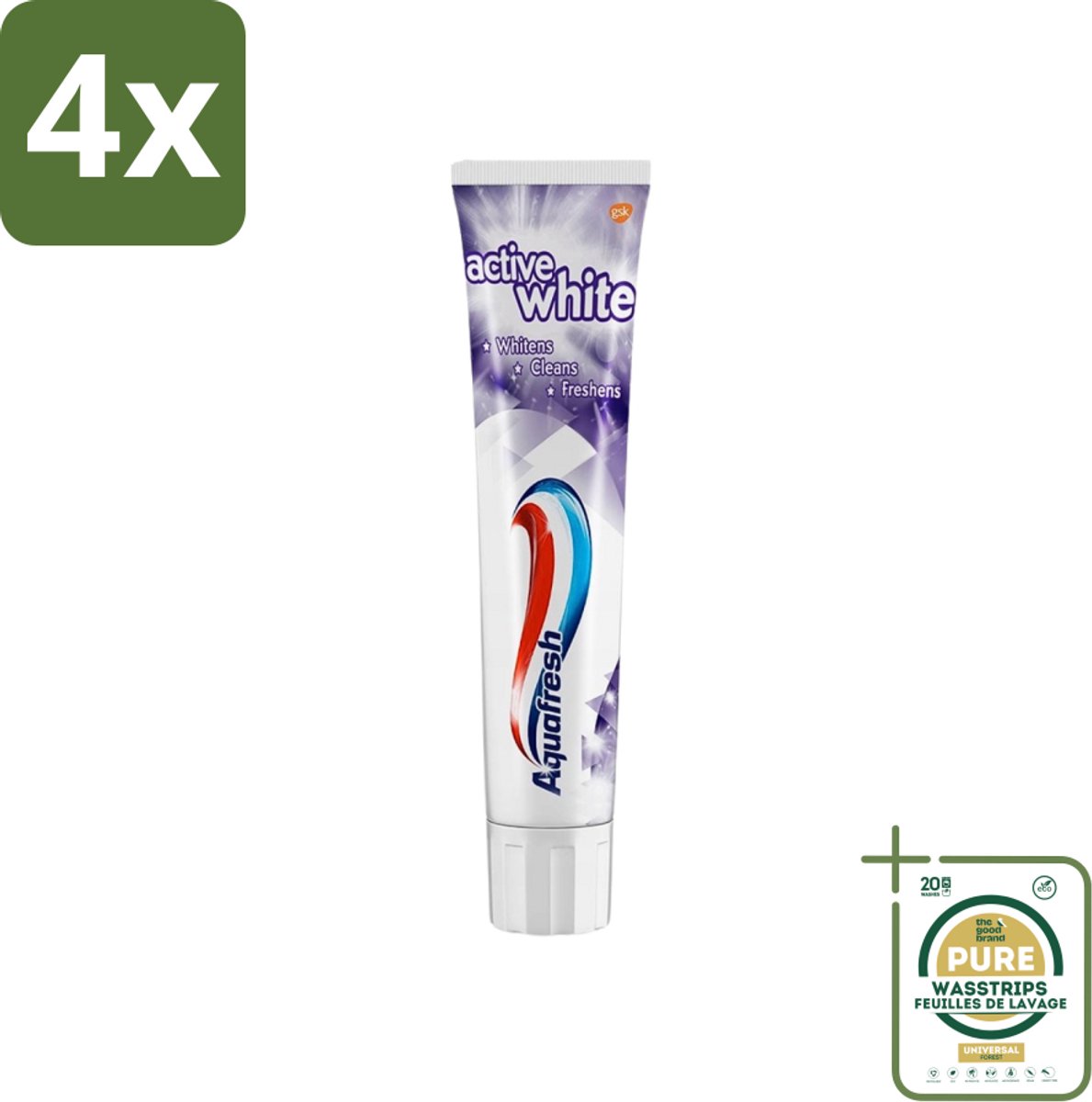 Aquafresh - Tandpasta - Whitening - Stralend Witte Tanden - 100 ml - Voordeelverpakking - 4 stuks - Stralende tanden - Tanden reinigen