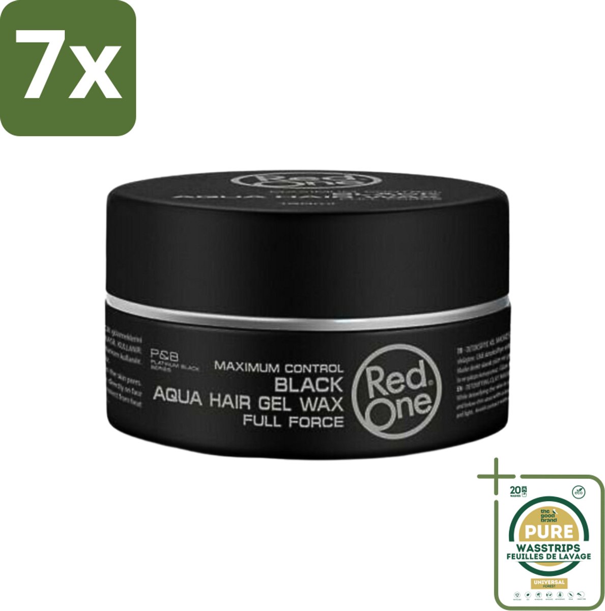 7 x Red One - Haarwax - Black - Aqua Hair Gel Wax - Voor Krachtige Fixatie & Glans - 150 ml - Grootverpakking - Haarwax - Haargel - Haargel Wax - Krachtige Fixatie - Glans