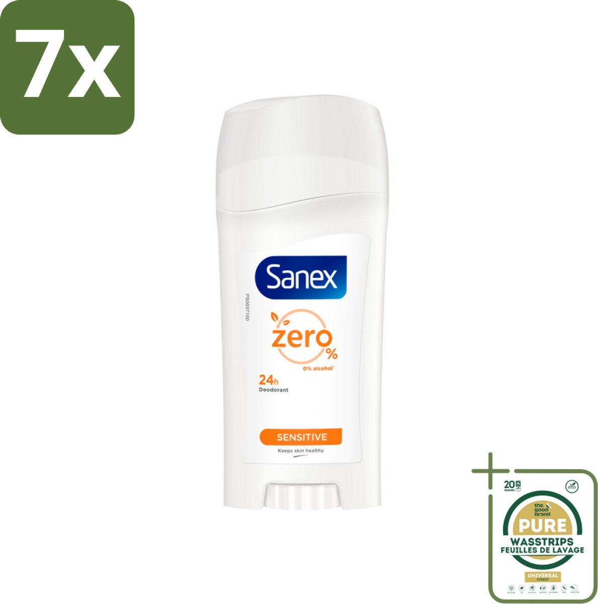 7 x Sanex Deodorant Stick Dermo Sensitive 65 ml - Grootverpakking - Deodorant Stick - Gevoelige Huid - Alcoholvrije Deodorant - 24 Uur Bescherming - Huidbescherming