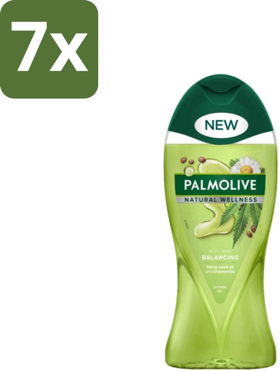 7 x Palmolive - Natural Wellness - Douchegel - Balancing - Ontspannend & Fris - 250 ml - Douchegel - Ontspanning - Wellness - Balans - Cannabiszaadolie