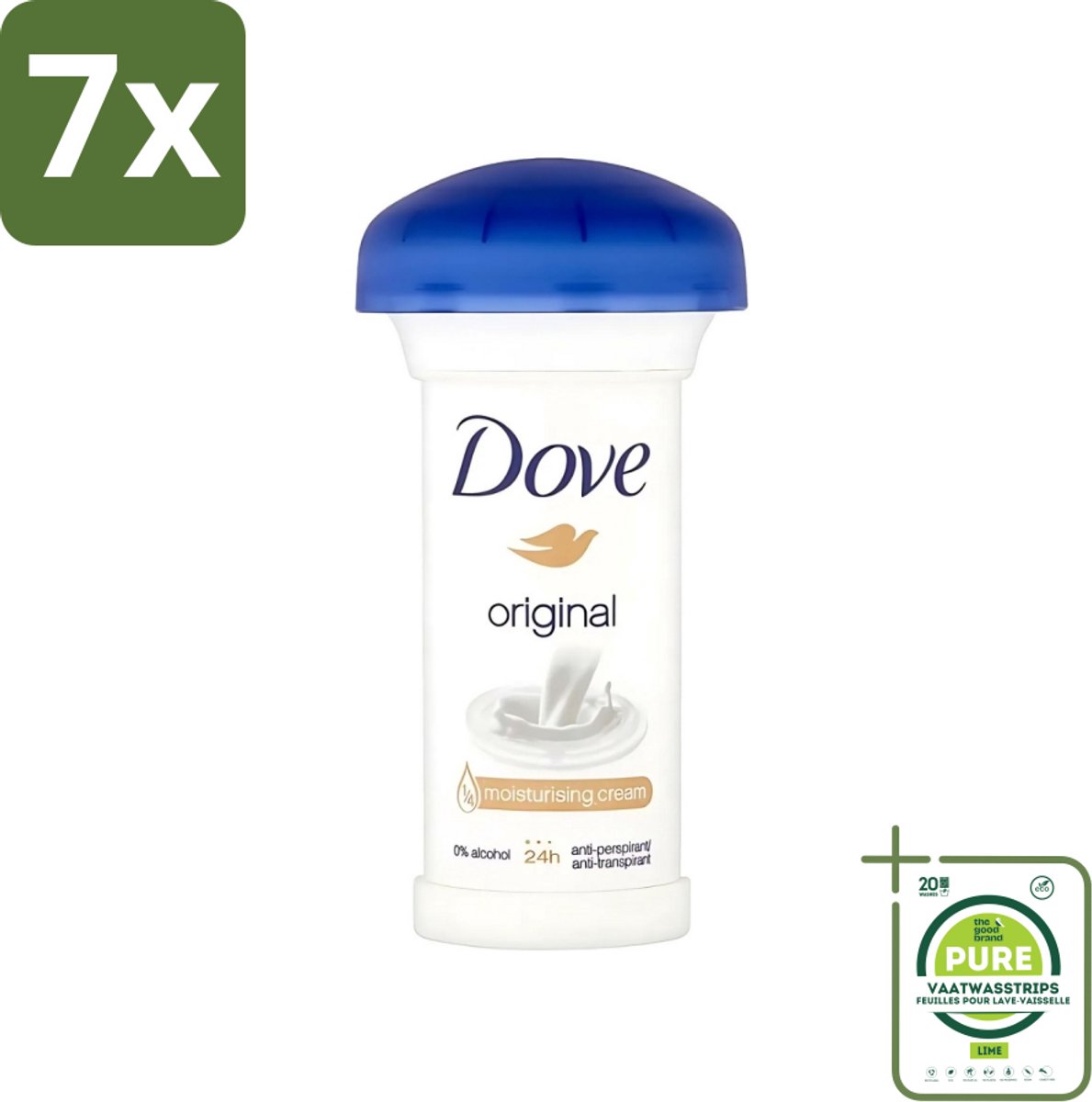 7 x Dove - Deodorant - Roll-on - Original - Frisse geur en bescherming - 50 ml - Grootverpakking - Dove Deodorant Stick - Anti-Transpirant - Okselbescherming - Zweetgeur - Gevoelige Huid
