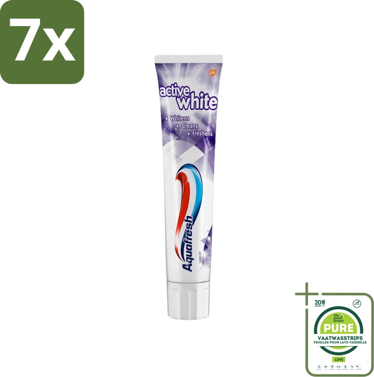 7 x Aquafresh - Tandpasta - Whitening - Stralend Witte Tanden - 100 ml - Grootverpakking - Tandpasta - Witte Tanden - Stralende Tanden - Tanden Reinigen - Frisse Adem